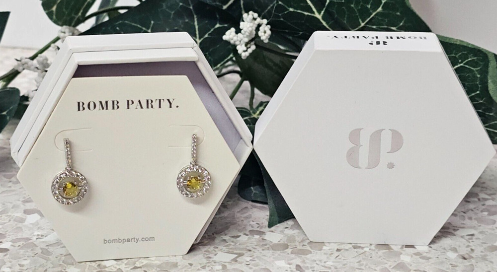 Bomb Party Rhodium Plated Earrings - Everlasting Love RBP2372 Ombre Peridot